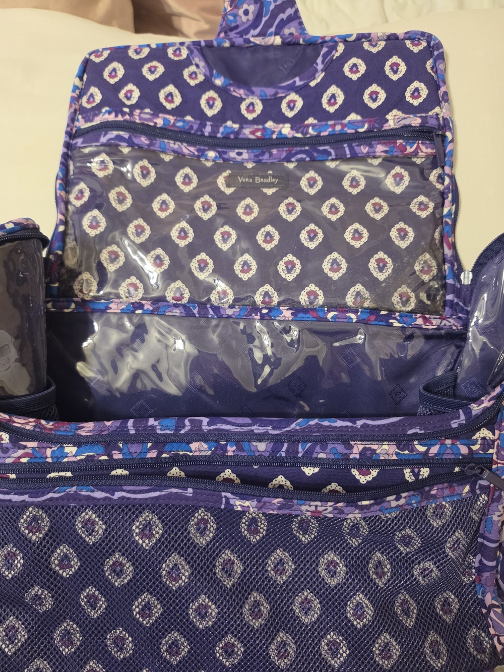 Vera Bradley Purple Quilted Hanging Travel Organizer